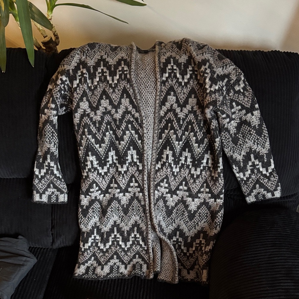 Lucky Brand Black and White Patterned Cardigan